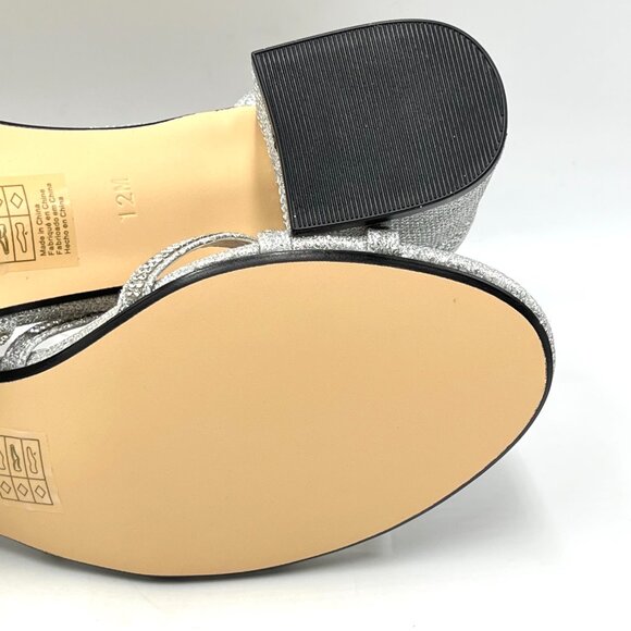 Touch Ups Womens 12M Zoey Silver Sparkly Low Block Heels Dress Sandals Shoes - Picture 11 of 14